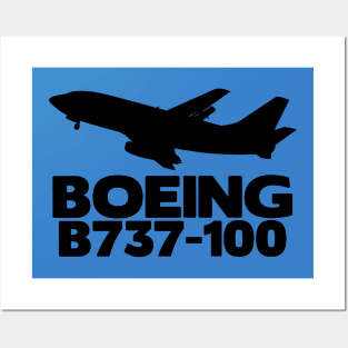 Boeing B737-100 Silhouette Print (Black) Posters and Art